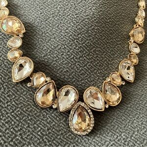 Crystal gemstone formal necklace and earring set